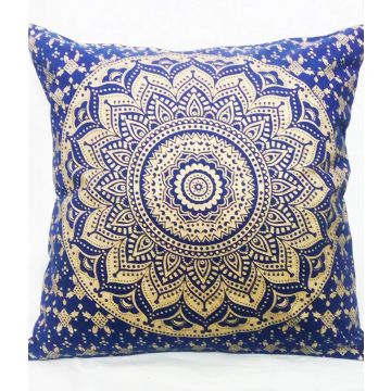 Rugsville Bohemian Mandala Blue Pillow cover 40 x 40 cm