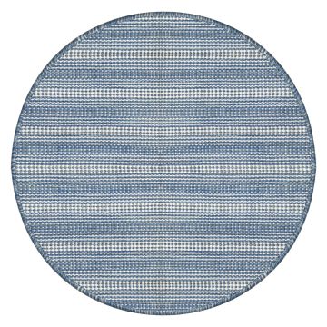 Dicembre Modern Stripe Blue Handmade Flat Weave Wool Rug 180 x 180cm