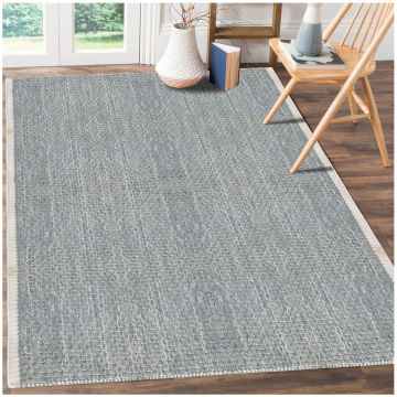 Dino Modern Geometric Gray Handmade Flat Weave Wool Rug 270 x 360 cm