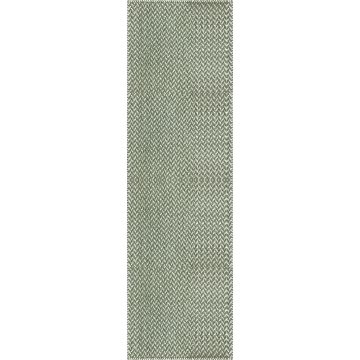 Domenica Modern Geometric Green Handmade Flat Weave Wool Rug 80 x 600 cm