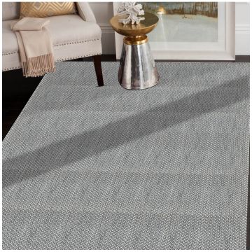 Durante Modern Geometric Gray Handmade Flat Weave Wool Rug 63007