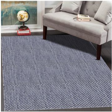 Donte Modern Geometric Blue Handmade Flat Weave Wool Rug 120 x 180 cm