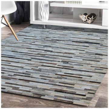 Rugsville Donna Modern Gray Tile Hand Crafted Cowhide Rug 240 x 300 cm