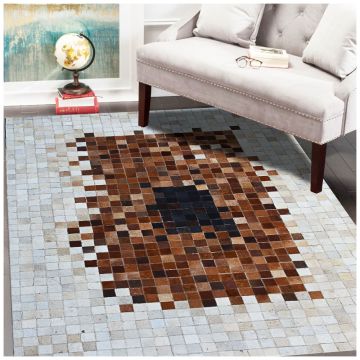 Rugsville Bellezza Modern Tile Multi Hand Crafted Cowhide Rug 240 x 300 cm