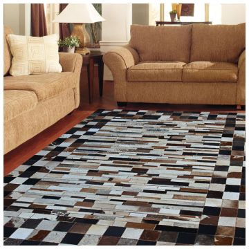 Rugsville Cosimo Modern Tile Multi Hand Crafted Cowhide Rug 240 x 300 cm