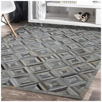 Rugsville Pamina Modern Tile Multi Hand Crafted Cowhide Rug 120 x 180 cm