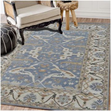 Rugsville Alessio Persian Traditional Floral Grey Hand Knotted Wool Rug 120 x 180 cm