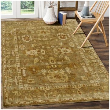 Rugsville Alphonsus Persian Traditional Floral Beige Hand Knotted Wool Rug 63153