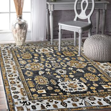 Rugsville Alfredo Persian Traditional Floral Gray Hand Knotted Wool Rug 63154
