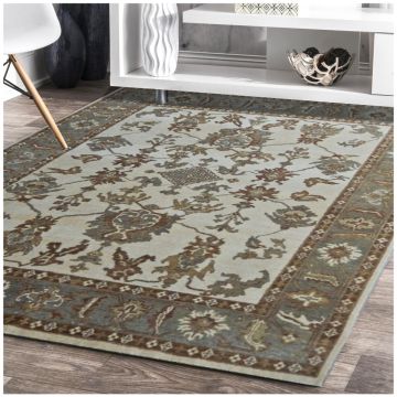 Rugsville Alvino Persian Traditional Floral Beige Hand Knotted Wool Rug 240 x 240 cm