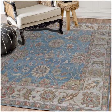 Rugsville Amadeo Persian Traditional Floral Blue Hand Knotted Wool Rug 210 x 210 cm
