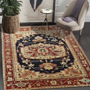 Rugsville Ambrogio Persian Traditional Floral Rust Hand Knotted Serapi Wool Rug 420 x 600 cm