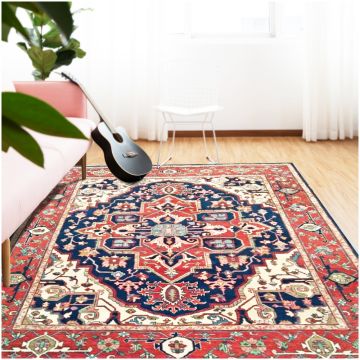 Rugsville Angelo Persian Traditional Floral Blue Hand Knotted Serapi Wool Rug 420 x 600 cm