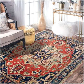 Rugsville Anselmo Persian Traditional Floral Rust Hand Knotted Serapi Wool Rug 420 x 600 cm