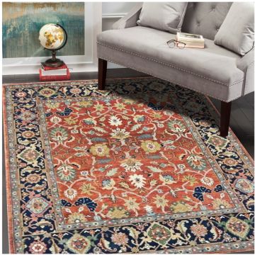 Rugsville Armando Persian Traditional Floral Rust Hand Knotted Serapi Wool Rug 270 x 360 cm