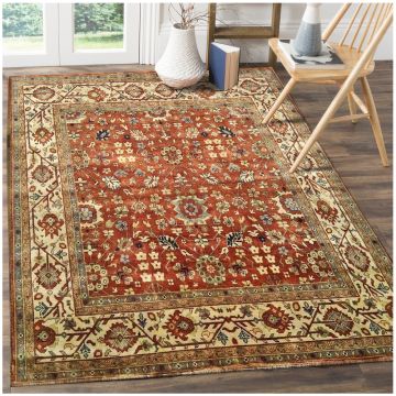 Rugsville Armino Persian Traditional Floral Rust Hand Knotted Serapi Wool Rug 63168