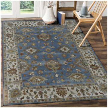Rugsville Arnoldo Persian Traditional Floral Blue Hand Knotted Wool Rug 120 x 180 cm