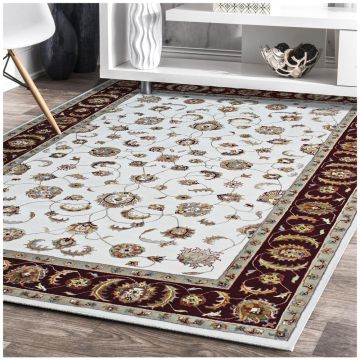 Rugsville Arturo Persian Traditional Floral Ivory Hand Knotted Wool Rug 300 x 300 cm