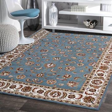 Rugsville Baldassare Persian Traditional Floral Blue Hand Knotted Wool Rug 370 x 460 cm