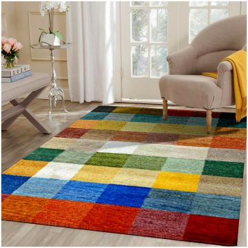Rugsville Lamia Modern Geometric Multi Hand Knotted Wool Rug 180 x 180 cm Round