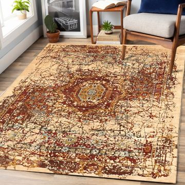 Rugsville Oxidized Contemporary Abstract Red & Rust Hand Knotted Wool & Silk Rug 180 x 270 cm