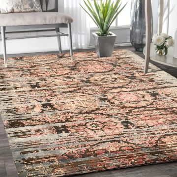 Rugsville Oxidized Contemporary Floral Multi Hand Knotted Wool & Silk Rug 180 x 270 cm