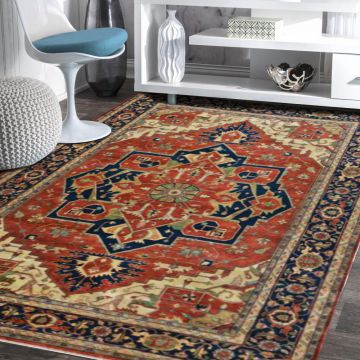 Rugsville Red Antique Serapi Persian Wool Hand Knotted Rug 270x360 cm