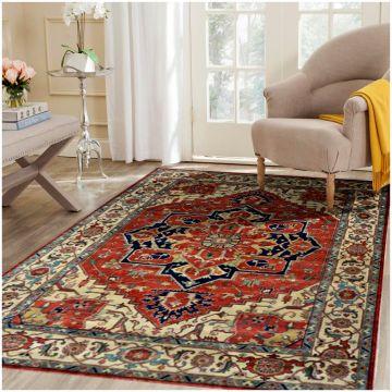 Rugsville Red Antique Serapi Nazmi Wool Hand Knotted Rug 270x360 cm