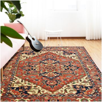 Rugsville Red Antique Serapi Herat Wool Hand Knotted Rug 240x300 cm