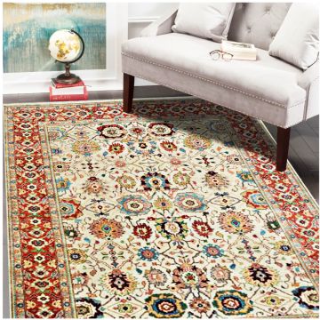 Rugsville Ivory Antique Serapi Luxury  Wool Hand Knotted Rug 300x420 cm