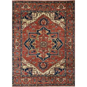 Rugsville Red Antique Serapi Persian Wool Hand Knotted Rug