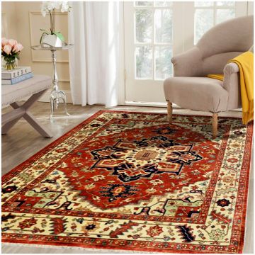 Rugsville Red Antique Serapi Vintage Art Wool Hand Knotted Rug 270x360 cm