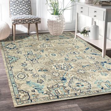 Rugsville Aimee Transitional Floral Gray Persian Rug 161 x 241 cm
