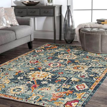 Rugsville Avah Transitional Floral Blue Persian Rug 161 x 241 cm