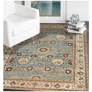 Mahal Oriental Vegetable Dyes Blue Hand-Knotted Wool Rug