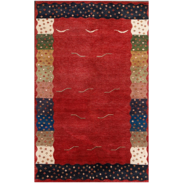 Gabbeh Multi Red Wool Rug 5' x 8'