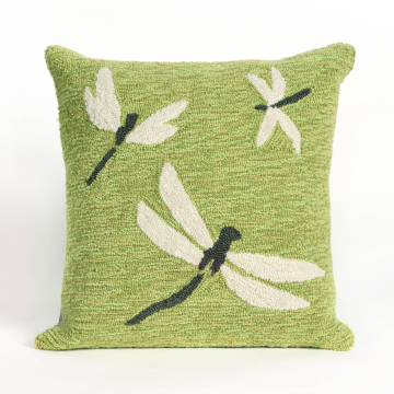 Liora Manne Frontporch Dragonfly Indoor/Outdoor Pillow Green 18" x 18"