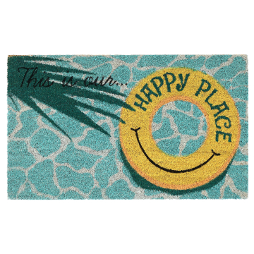 Liora Manne Natura This Is Our Happy Place Outdoor Mat Aqua 18"x30"