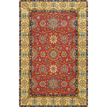 Taj Hand-Knotted Persian Rug – Rust Beige Mughal Garden