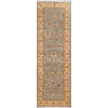 ABC Aluin Gray Beige Traditional Floral Hand Knotted Wool Rug 2'6" x 12' Runner