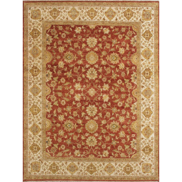 Sajeel Persian Floral Hand Knotted Red Ivory Wool Rug