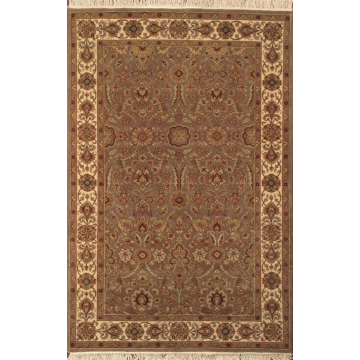Agra Light Brown Beige Wool Rug 10438