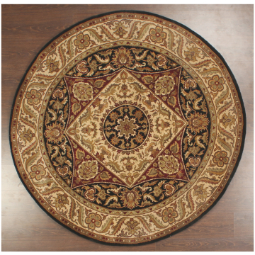 ABC Agra Unique Styles  Black Beige Wool Rug 10478 6' x 6' Rd
