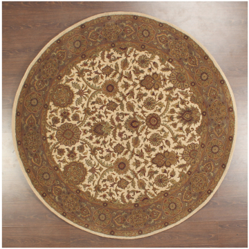 ABC Agra  Traditional Beige Wool Round Rug 10491