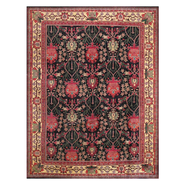 William Morris Dino Hand-Knotted Black Floral Wool Rug – Arts & Crafts