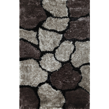Farren Shag Solis Abstract Shags Grey Brown Hand Woven Polyester Area Rug 8' x 10'