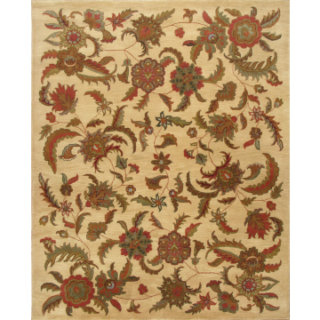 Wisteria Annie Country & Floral Ivory Handmade Wool Area Rug 8' x 10'