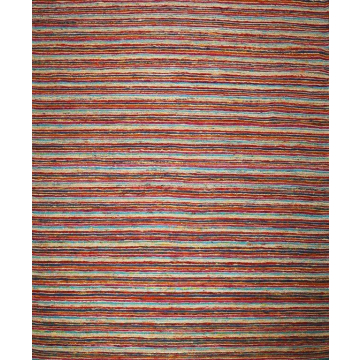Sari Silk Linza Striped Rust Hand Woven Sari Silk Area Rug 8' x 10'