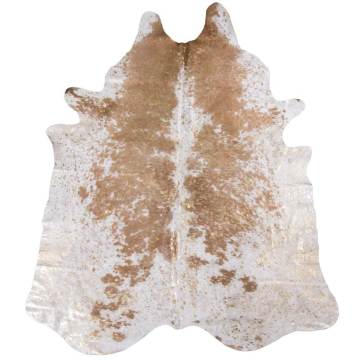 Devore Metallic Gold on Brown Salt & Pepper Cowhide Rug  16920