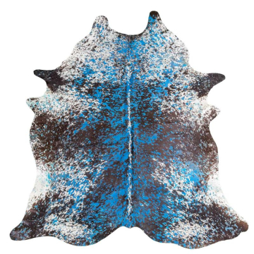 Blue Acid Wash on Black Salt & Pepper Cowhide Rug  16922